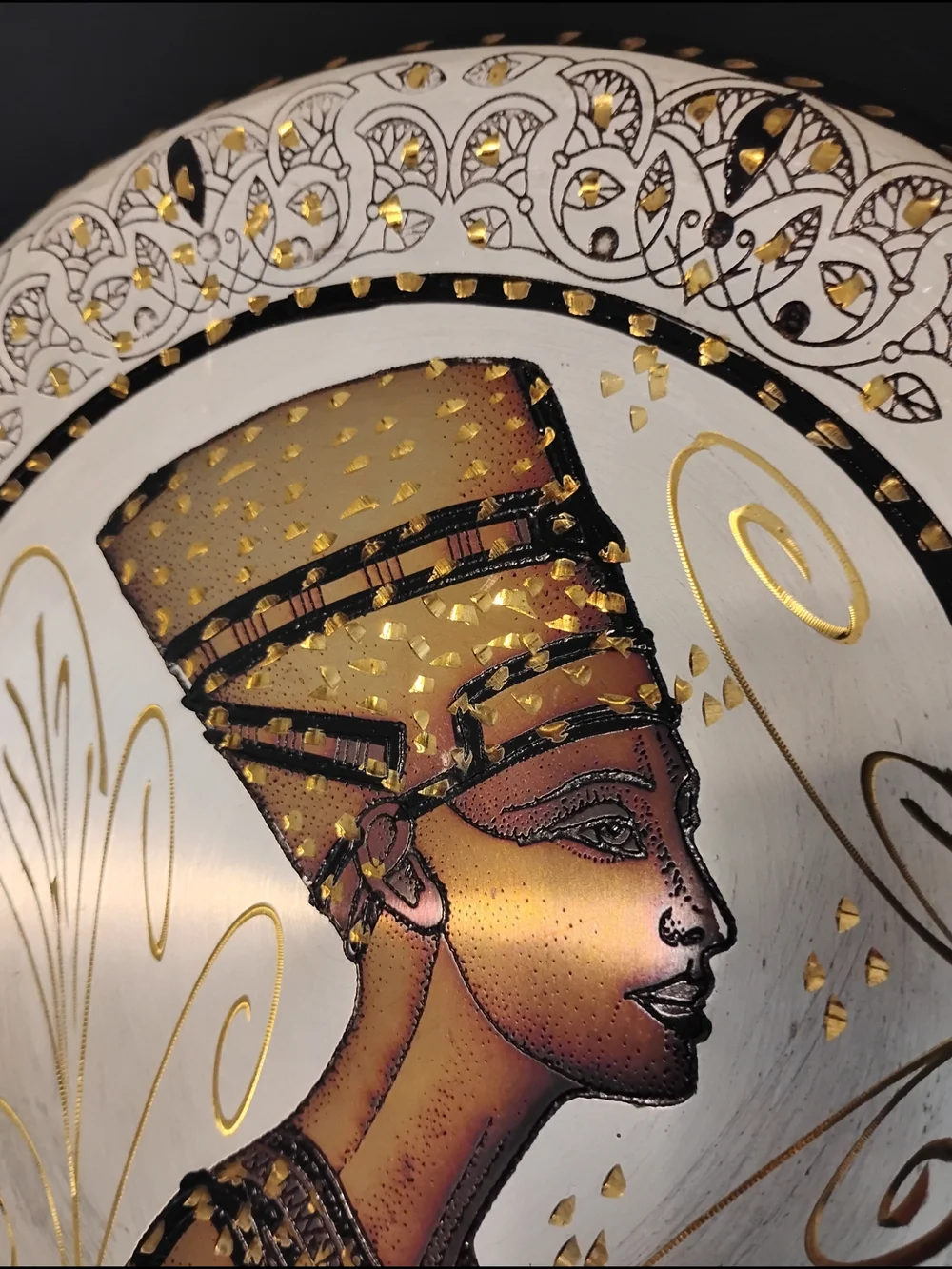Rare Boho Egyptian Copper Wall Hanger Plate Nefertiti 8